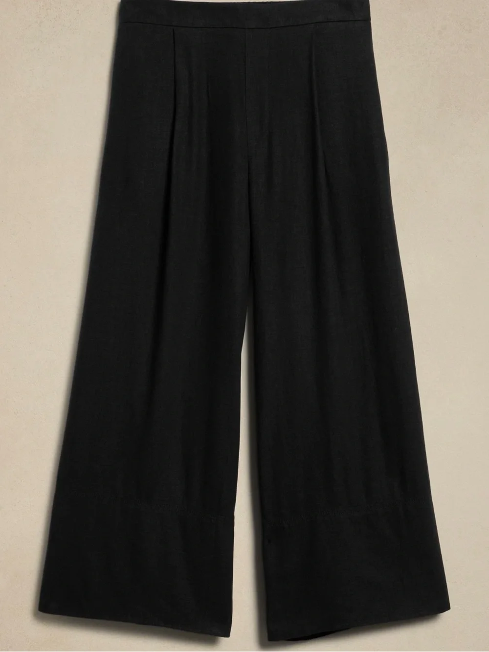 Banana Republic Black Linen Blend Wide Leg Pants Size M Palazzo Culotte Pleated